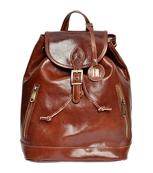 Кафява дамска раница от естествена кожа Nikala снимка