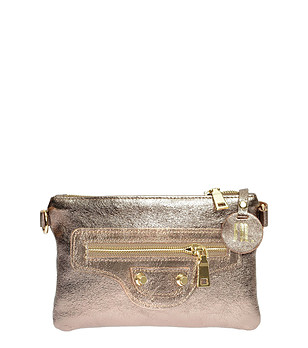 Бронзова дамска кожена чанта за рамо Hestia снимка