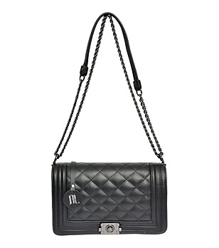 Дамска кожена чанта за рамо в черен цвят Alfina снимка