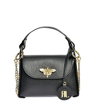 Дамска кожена чанта Sibel в черен цвят снимка