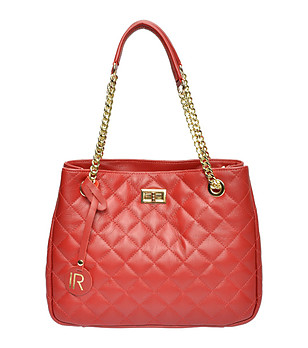 Кожена тъмночервена дамска чанта Harriet снимка