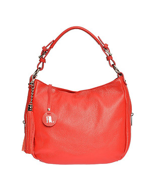 Дамска чанта в червено от естествена кожа Mirona снимка