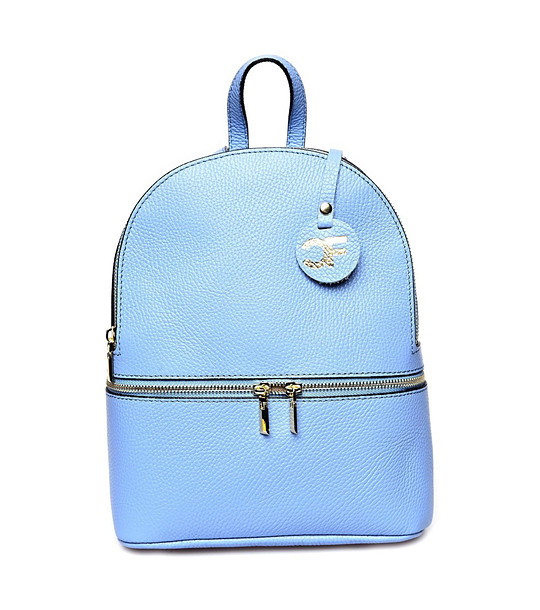 Дамска раница от естествена кожа в светлосиньо Elsie снимка