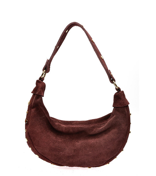 Дамска велурена чанта в бордо снимка