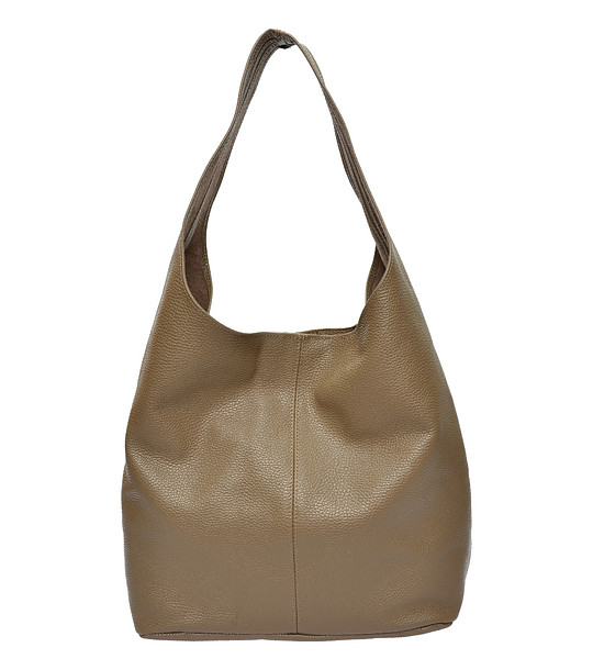 Кожена дамска чанта в цвят таупе Alliz снимка