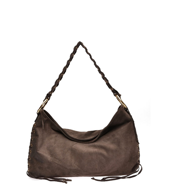 Кафява велурена чанта снимка