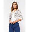 Дамска блуза в екрю на точки-4 снимка