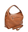 Дамска чанта в цвят коняк от естествена кожа-2 снимка