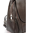 Тъмнокафява кожена дамска раница Lora-3 снимка