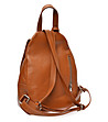 Кожена дамска раница Lora в цвят коняк-2 снимка