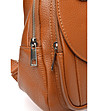 Кожена дамска раница Lora в цвят коняк-3 снимка