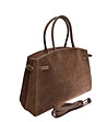 Кафява кожена дамска чанта-2 снимка
