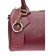 Кожена дамска чанта в бордо с къси дръжки-3 снимка