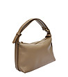 Дамска кожена чанта за рамо в цвят таупе-2 снимка