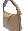 Дамска кожена чанта за рамо в цвят таупе-3 снимка