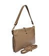 Дамска кожена чанта в цвят таупе-2 снимка