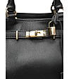 Черна дамска кожена чанта-3 снимка