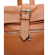 Дамска раница от естествена кожа в цвят коняк Vena-3 снимка