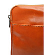 Кожена чанта през рамо в цвят коняк-3 снимка