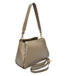 Кожена дамска чанта в цвят таупе-2 снимка