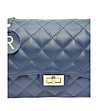 Кожена малка дамска чанта в тъмносиньо с ромбоидни шевове Laura-3 снимка
