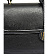 Малка черна чанта от естествена кожа с твърди стени-3 снимка