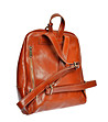 Кожена дамска раница в цвят коняк Crevia-2 снимка
