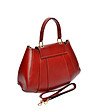 Тъмночервена дамска чанта от естествена кожа с нестандартна форма-2 снимка