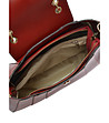 Тъмночервена дамска чанта от естествена кожа с нестандартна форма-4 снимка