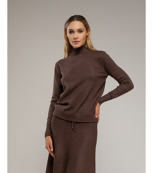 Дамски кафяв поло пуловер снимка