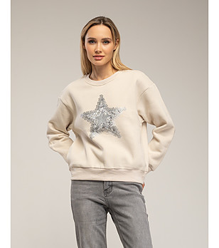 Бежова дамска блуза със звезда снимка