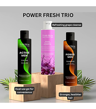 Комплект от шампоан и душ гел за мъже и душ гел грозде снимка