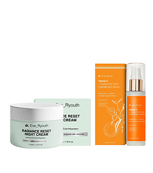 Комплект от нощен крем и серум за лице снимка