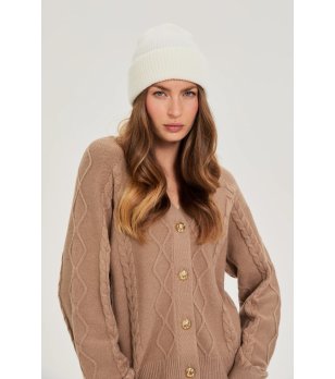 Дамска бяла шапка с рипс снимка