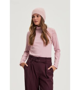Дамска розова шапка с рипс снимка