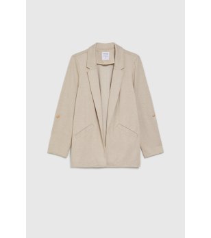 Дамско бежово сако с джобове снимка