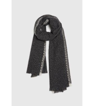 Дамски сив шал с кант снимка