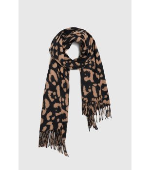 Дамски шал в черно и кафяво с леопардов принт снимка
