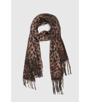 Дамски кафяв шал с леопардови шарки  снимка