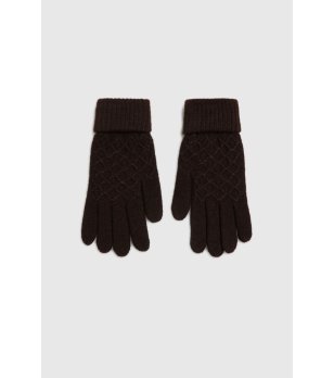 Дамски тъмнокафяви ръкавици плетени снимка