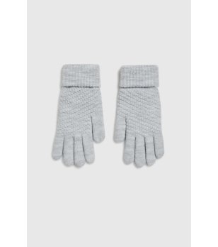 Дамски светлосиви ръкавици с маншет снимка