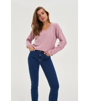 Дамски розов пуловер снимка