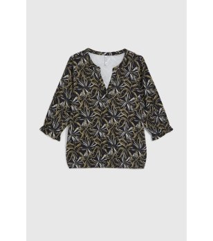 Дамска черна блуза с принт снимка