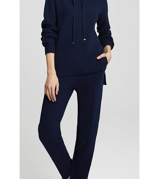 Тъмносин дамски панталон от мерино вълна и кашмир снимка