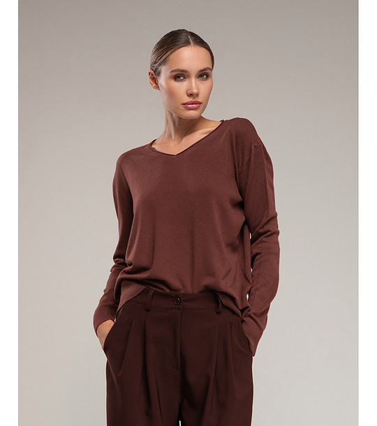 Дамски кафяв тънък пуловер снимка