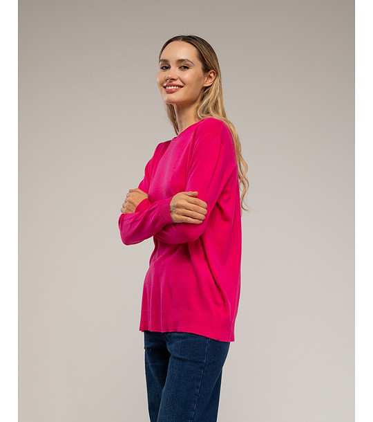 дамски тънък пуловер  в цвят фуксия с изчистен дизайн снимка