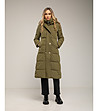 Дълго зимно дамско яке в цвят каки-3 снимка