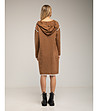 Рокля в цвят камел с качулка-2 снимка