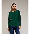 Дамски тънък пуловер в тъмнозелено-0 снимка