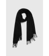 Дамски черен шал с ресни-2 снимка
